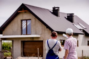 building and people